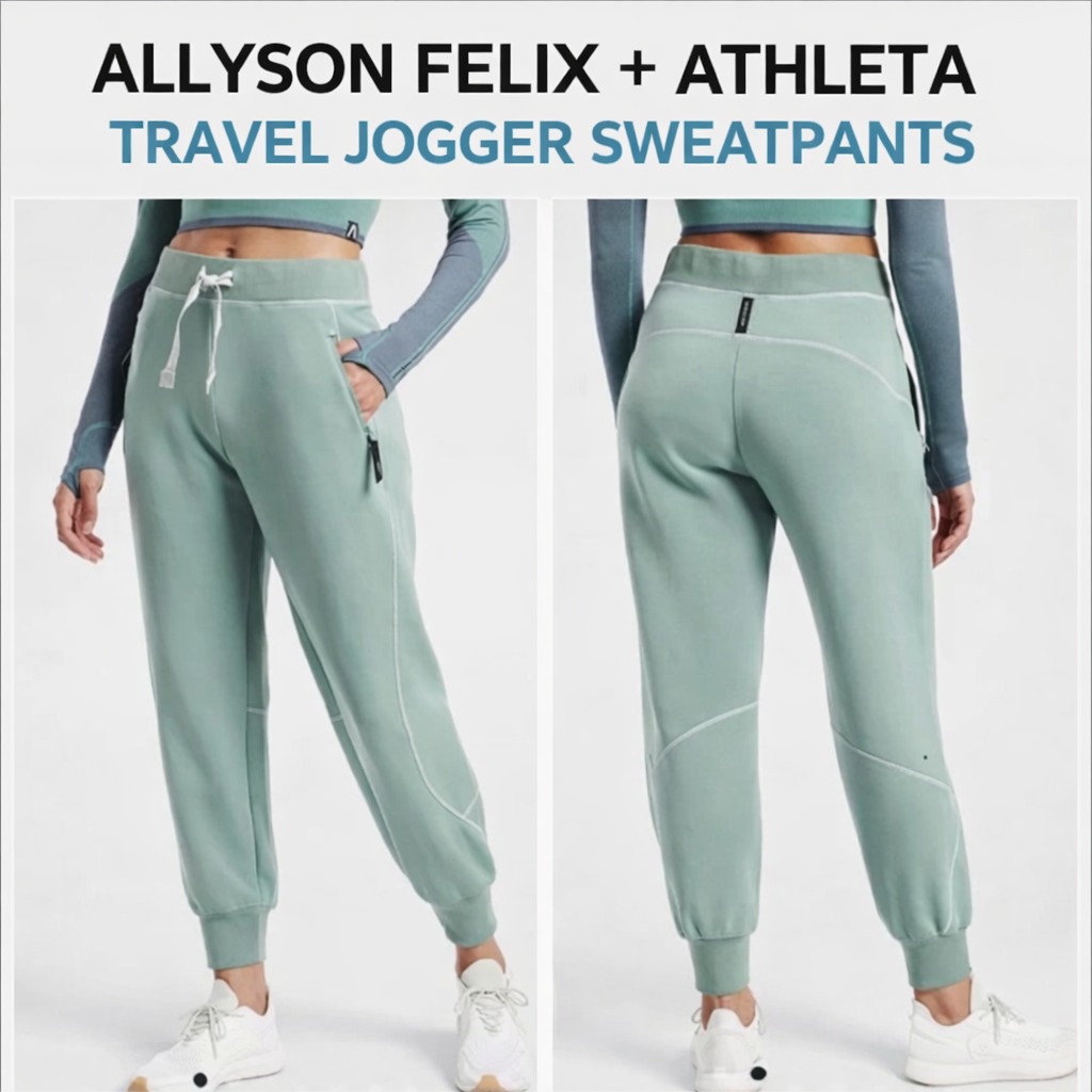 Allyson Feliz + Athleta Travel Jogger Sweatpant Womens M Green Athleisure Active